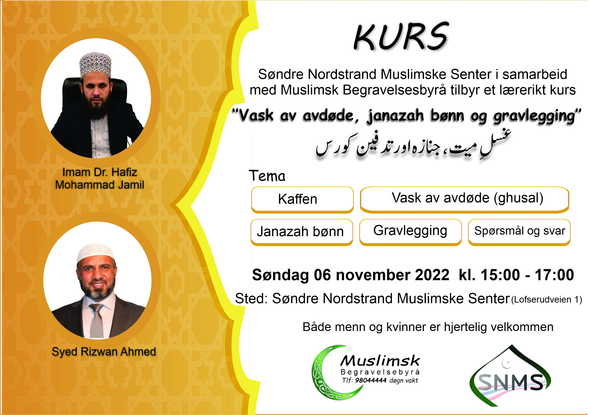 Janazah kurs Muslimsk Begravelsebyrå og Søndre Nordstrand Muslimske Senter